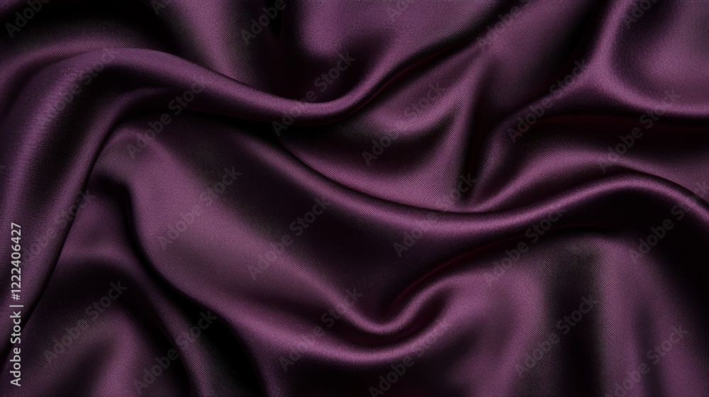 Fototapeta premium Black background with burgundy satin cloth, elegant fabric texture. Abstract dark backdrop for design and decoration.