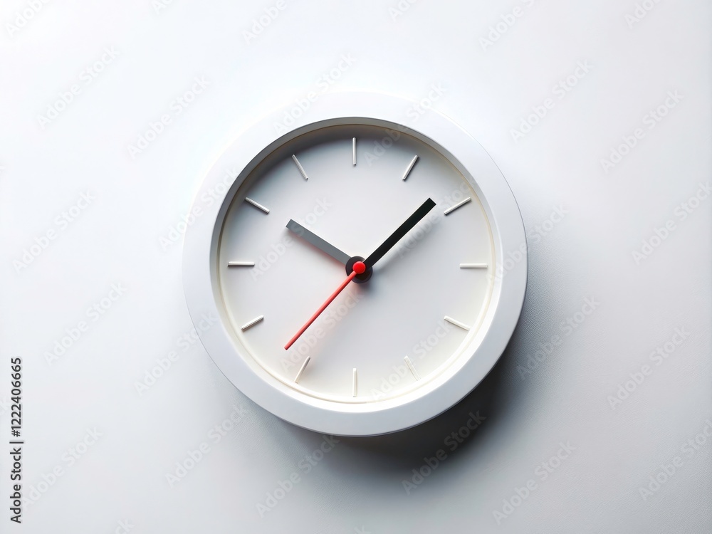 A stylish white clock on a white background. Clean lines, minimalist design, simple elegance. A stylish white clock on a white background. Clean lines, minimalist design, simple elegance.