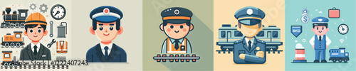 Train driver vector collection