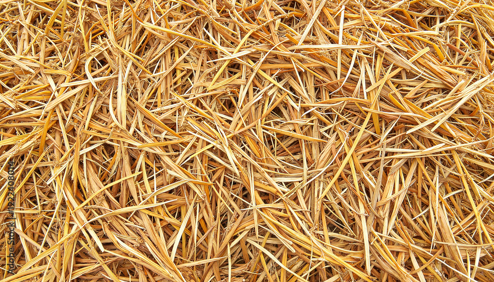 Frayed hay bale twine scattered on ground, rural agriculture concept Frayed hay bale twine scattered on ground, rural agriculture concept