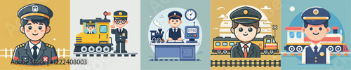 Train driver vector collection