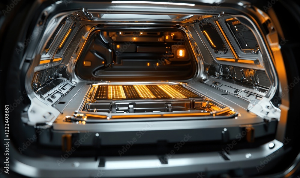 Fototapeta premium Futuristic Vehicle Interior: Sleek Design and Illuminated Core