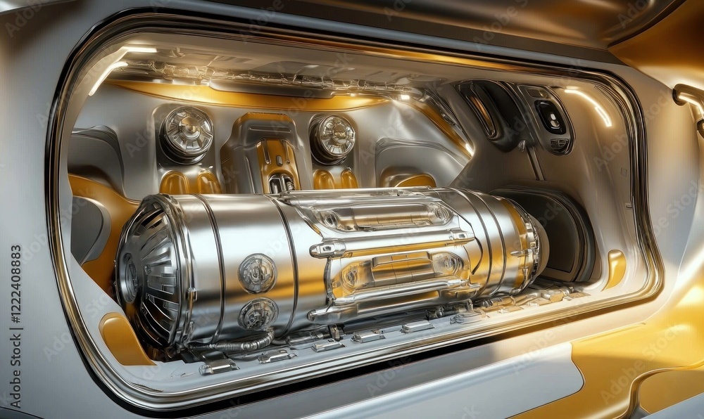 Obraz premium Futuristic Vehicle's Sleek Interior and Advanced Energy Cell