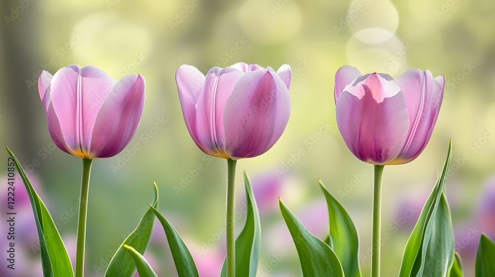 Fototapeta premium pink tulips in spring garden