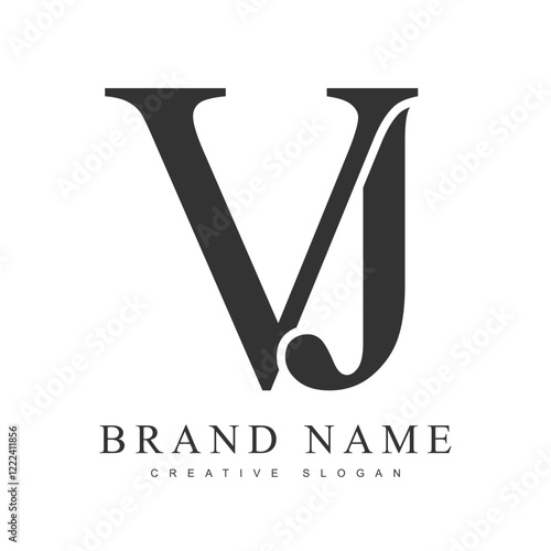 VJ trendy logotype template. Initial letter v and j classic font style. Creative logo for company name or identity.