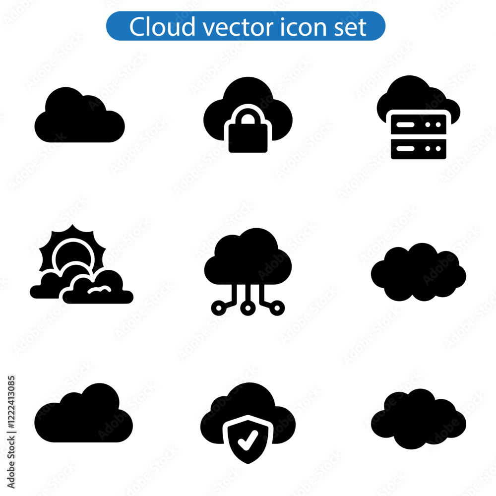 Set of line icons related to cloud vector art icon set, cloud services, server, cyber security, digital transformation. Editable stroke. Vector on white background. Set of line icons related to cloud vector art icon set, cloud services, server, cyber security, digital transformation. Editable stroke. Vector on white background.