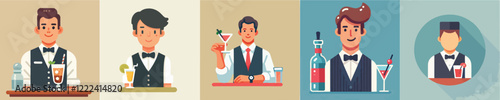 Vector collection of a bartender