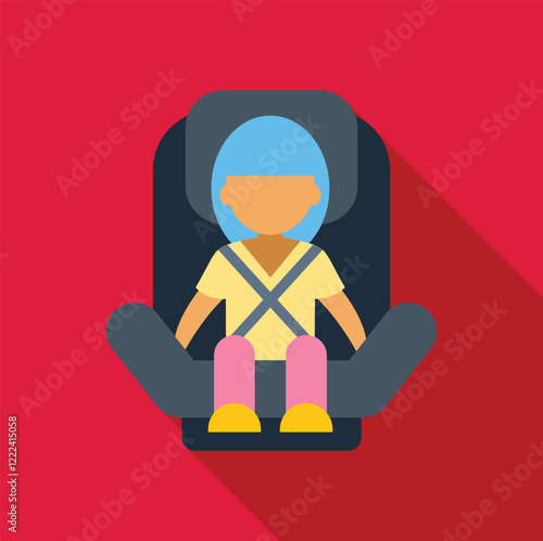 Baby girl sitting in a car seat, wearing a seatbelt, promoting child safety during car travel