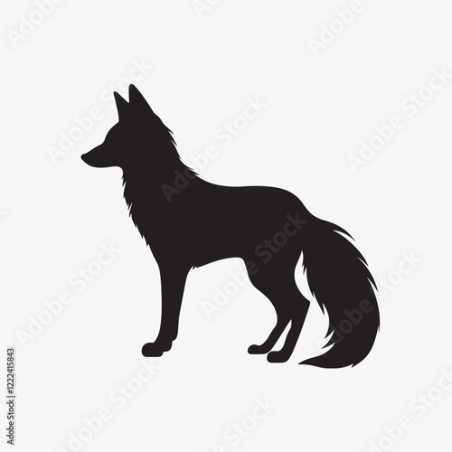 Minimalistic black  fox silhouette icon vector
