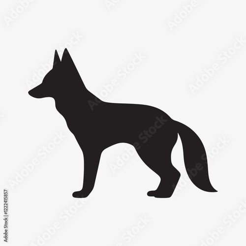 Minimalistic black  fox silhouette icon vector
