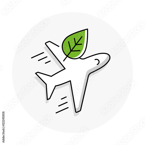 Low Carbon Tourism Icon – Footprint with Airplane Representing Sustainable Travel