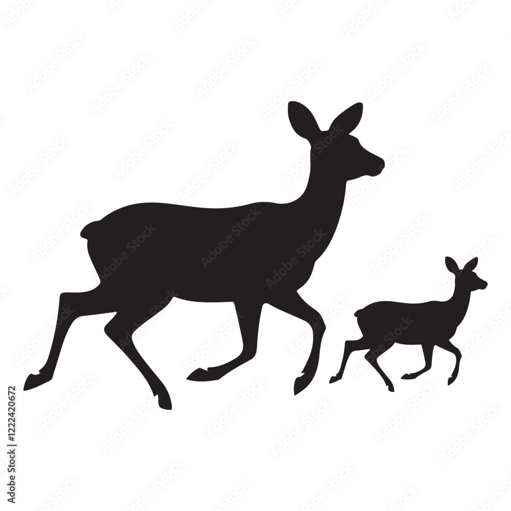 Deer Running And Jumping Illustration - VECTOR. Deer Running And Jumping Illustration - VECTOR.