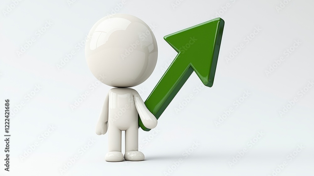 A stylized character stands firmly holding an upward green arrow, encapsulating the essence of growth and potential, set against a clean, minimalist background, focusing on aspiration. A stylized character stands firmly holding an upward green arrow, encapsulating the essence of growth and potential, set against a clean, minimalist background, focusing on aspiration.