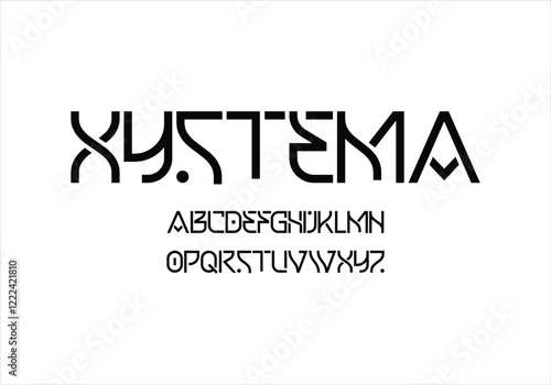 Xystema font for logo and headline. Isolated vector typeset