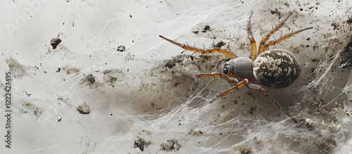 A Detailed Close-Up of a Spider in its Web photo