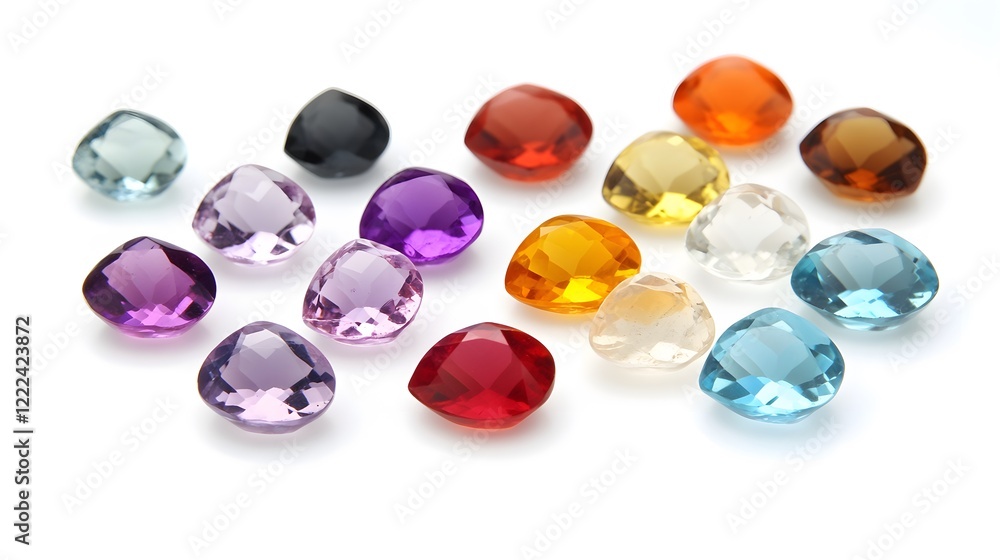 Fototapeta premium Vibrant Collection of Colorful Gemstones, Sparkling Precious Stones, Cut Gems