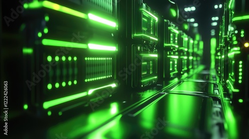 Wallpaper Mural Glowing green power neon futuristic energy storage, high capacity rechargeable lithium ion battery Torontodigital.ca