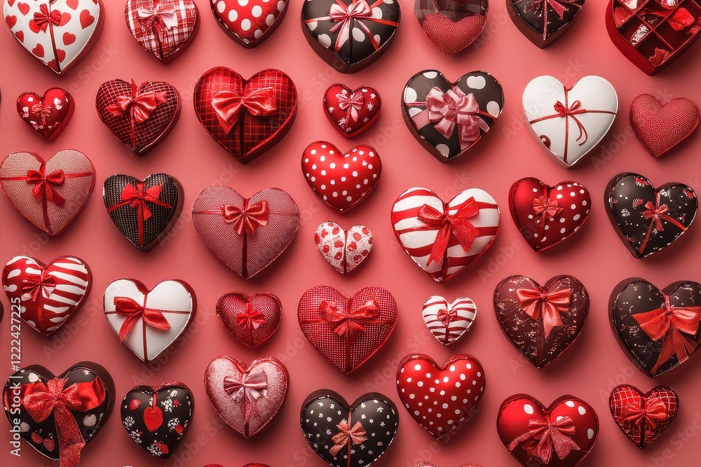 Fototapeta premium Elegant Heart-Shaped Chocolate with Bows 