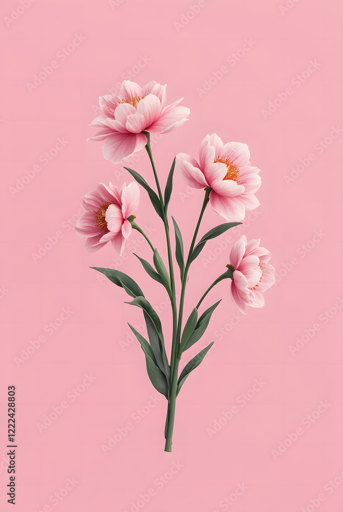 Luxurious pink peonies on a soft pink background. Luxurious pink peonies on a soft pink background.