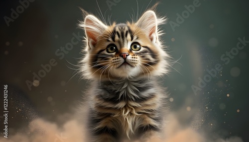 Adorable Kitten  Fluffy Pet  Cute Cat Portrait