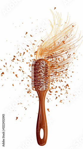 Hair loss issue visualized with hairbrush filled with fallen hair strands, emphasizing common concern