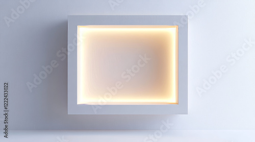 Fototapeta Naklejka Na Ścianę i Meble -  Empty square niche in white wall. Realistic 3d vector illustration of showcase interior shelf for goods display. Light gallery box stand or bookshelf mockup for product presentation and exposition.