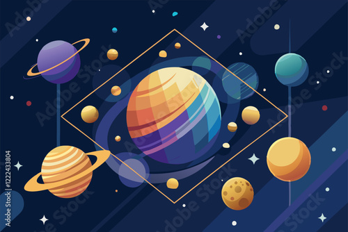 Celestial planetary alignment with sacred geometry in outer space