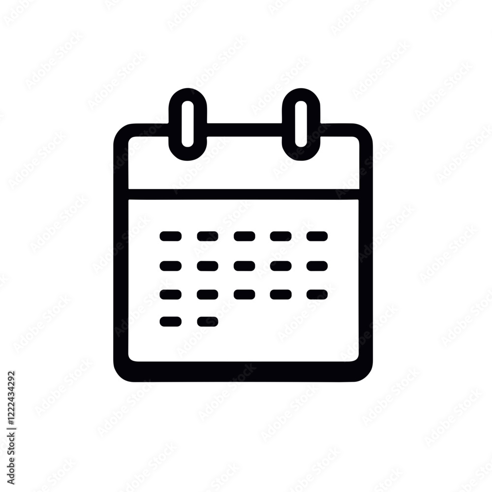 Minimalist calendar icon in black and white style. Minimalist calendar icon in black and white style.