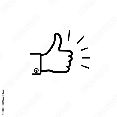 Minimalist thumbs up icon in black and white style.