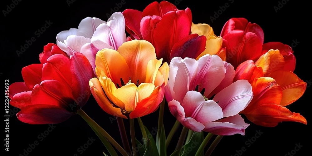 Fototapeta premium tulip flowers on black