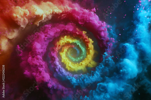 Farbenfrohe kosmische Spirale – Abstrakte Galaxie-Illustration photo