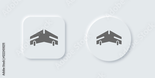 Glider solid icon in neomorphic design style. Fly signs vector illustration.