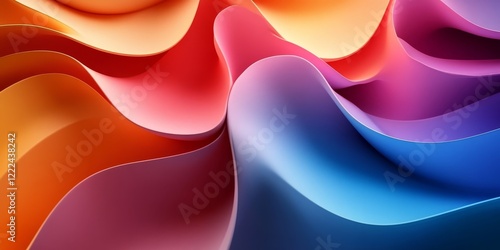 Abstract 3d render, iridescent background design, colorful illustration, Generative AI