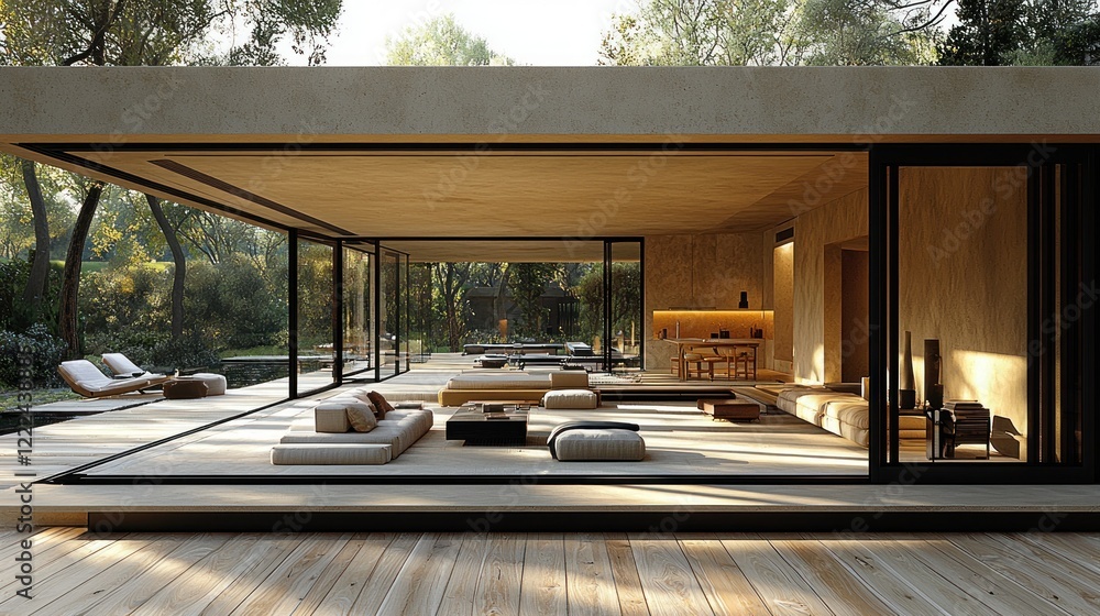 Modern Minimalist House Design: Open-Plan Living Space with Panoramic Views Modern Minimalist House Design: Open-Plan Living Space with Panoramic Views