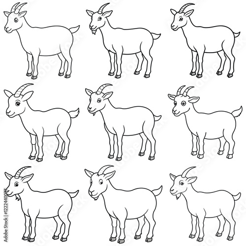 silhouette of a goat set outline coloring page 
