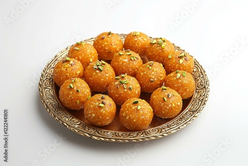 Wallpaper Mural Indian Laddu Sweet on White Plate Bundi Laddu for Festivals and Weddings with Pink Background Torontodigital.ca