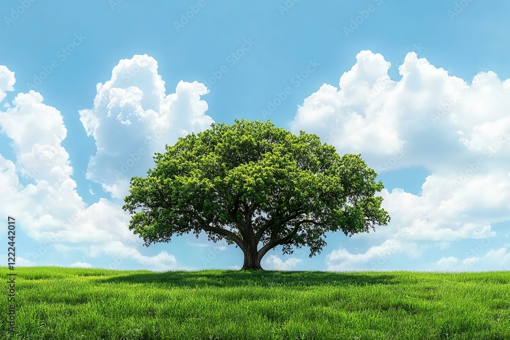 Obraz premium Summer Landscape with Grass Field Peaceful Nature Scene with Blue Sky and Green Meadow