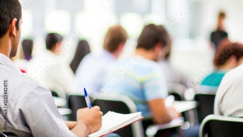 Indian Student Taking Notes in Lecture
