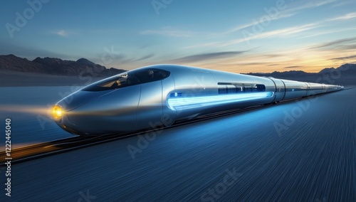 Wallpaper Mural Futuristic High-Speed Train at Sunset Torontodigital.ca