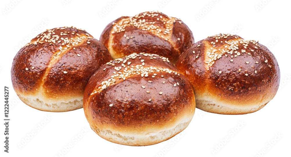 PNG Freshly baked golden brown sesame rolls on display PNG Freshly baked golden brown sesame rolls on display