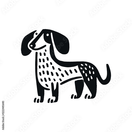 Vintage vector illustration of a dachshund in engraving style photo