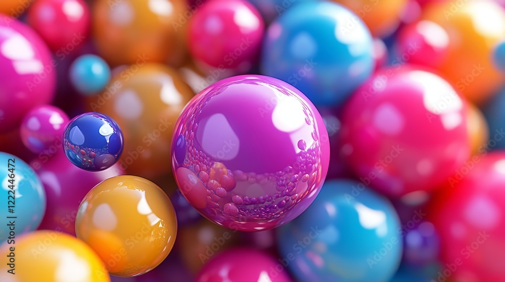 Abstract blue spheres, fluid design, 3d render, Generative AI