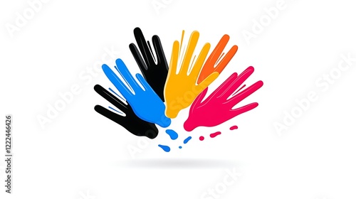 Colorful Hands in Unity A Symbol of Diversity and Collaboration