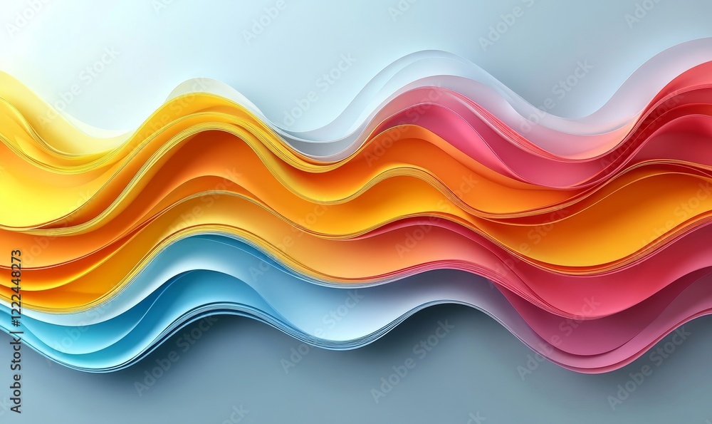 Obraz premium Abstract colorful waves, layered design, 3d render, Generative AI