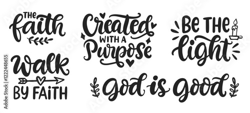 Bible verse psalm quotes set. Christian Lettering