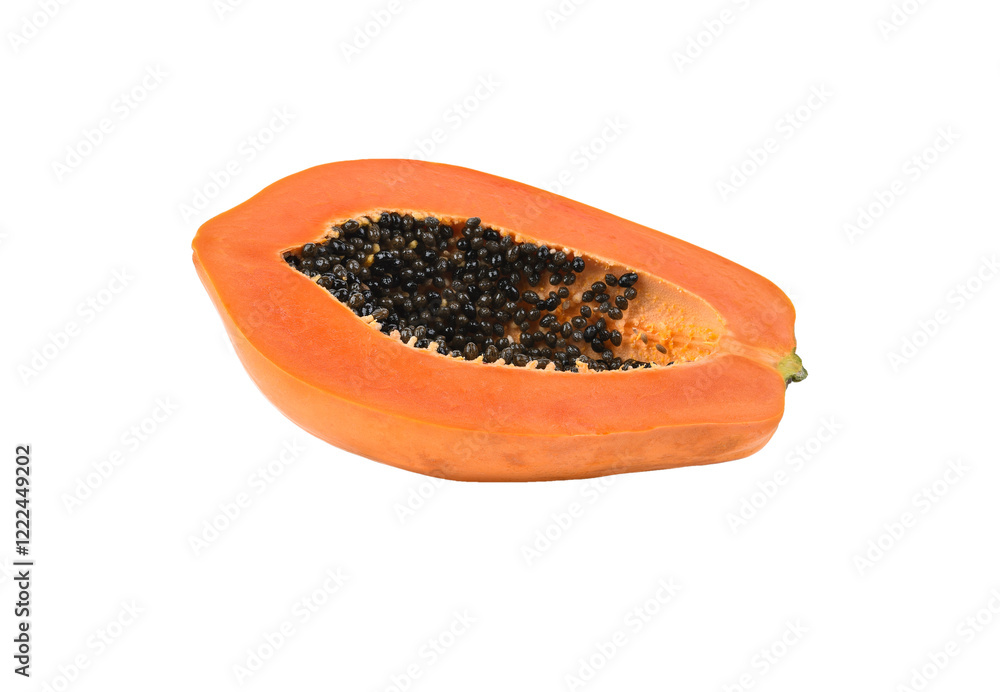 half of ripe papaya fruit with seeds isolated on transparen png. half of ripe papaya fruit with seeds isolated on transparen png.