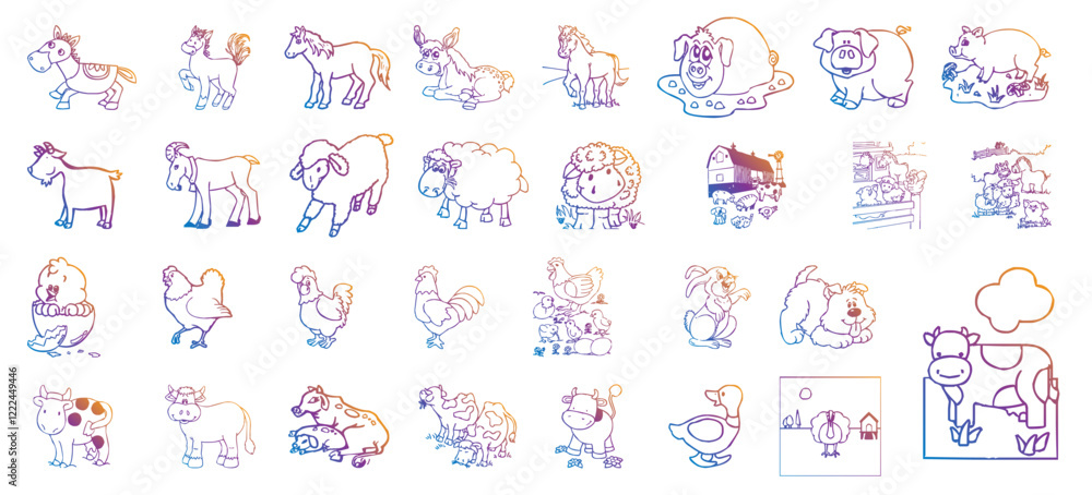 Doodle animal icon bundle Doodle animal icon bundle