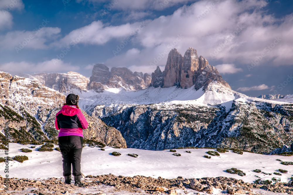 Obraz premium Tre Cime di lavaredo, paesaggio invernale
