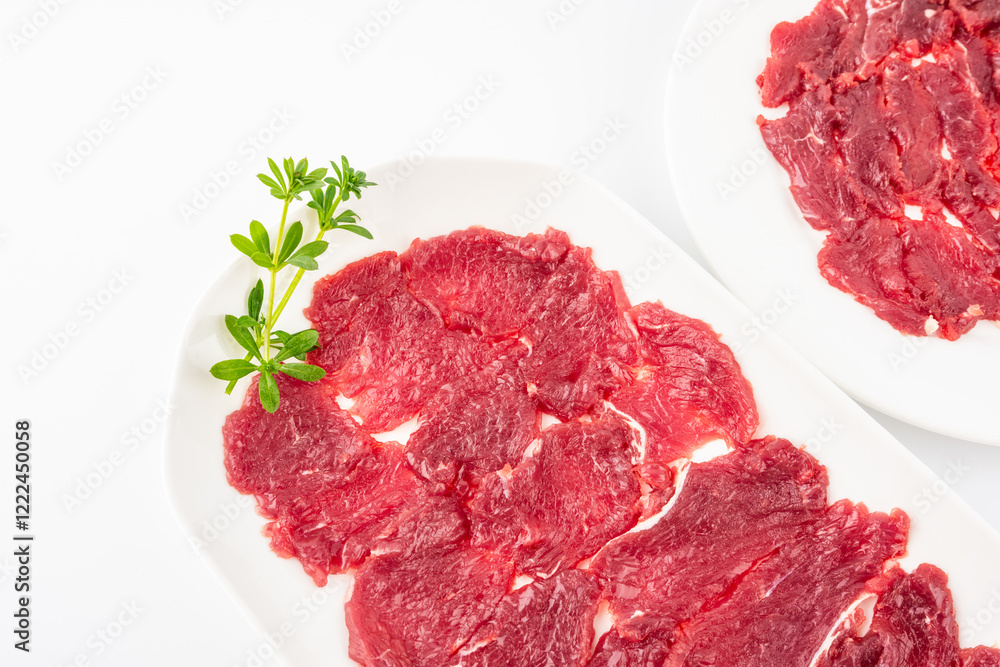 Obraz premium Hot pot ingredients fresh beef slices