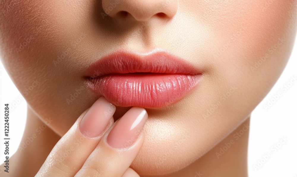 Obraz premium Close-Up of Glossy Natural Pink Lips